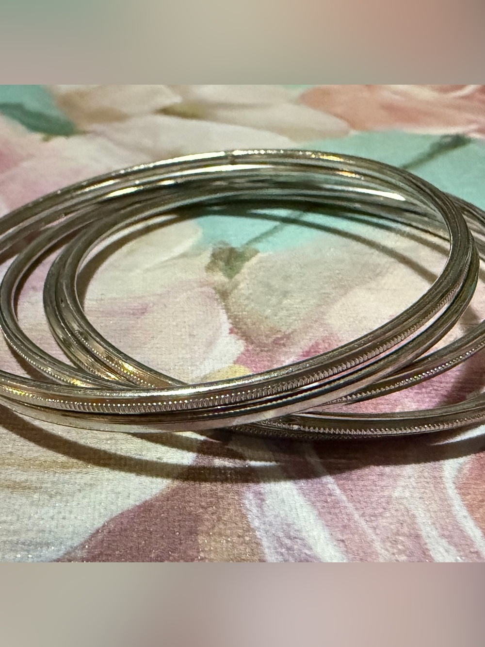 Silver-Tone Stackable Bangle Bracelet Set - Picture 2 of 5